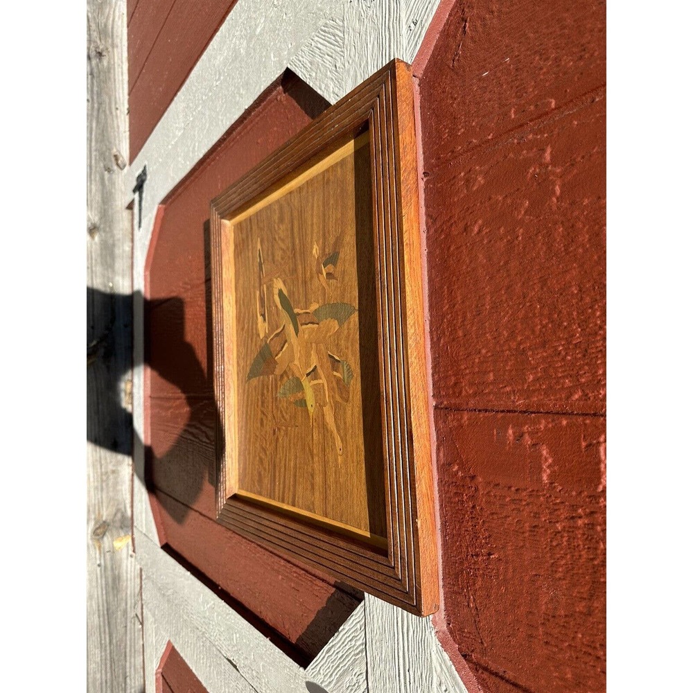 Mallard Duck Mid Century Modern Framed Wood Cut Out Inlay Wall Art 18''x 15.5'' - Picture 4 of 5